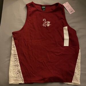 Wild Fable Maroon and White Crop Top
